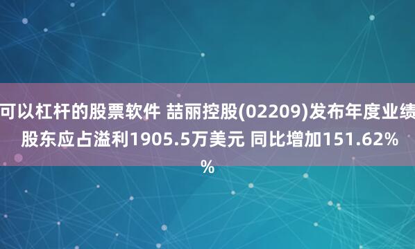 可以杠杆的股票软件 喆丽控股(02209)发布年度业绩 股东应占溢利1905.5万美元 同比增加151.62%
