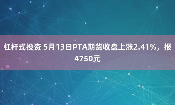 杠杆式投资 5月13日PTA期货收盘上涨2.41%，报4750元