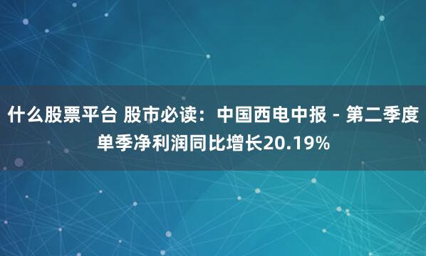 什么股票平台 股市必读：中国西电中报 - 第二季度单季净利润同比增长20.19%