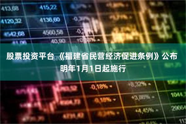 股票投资平台 《福建省民营经济促进条例》公布 明年1月1日起施行