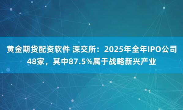 黄金期货配资软件 深交所：2025年全年IPO公司48家，其中87.5%属于战略新兴产业